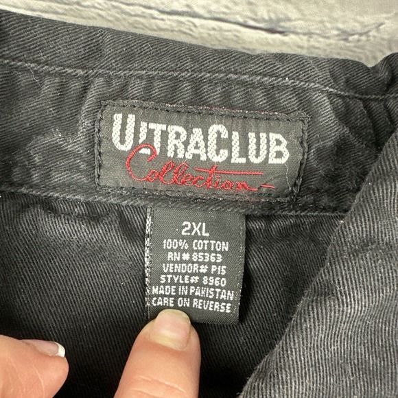 Ultra Club Collection Button Down Shirt Mens 2XL Embroidered Steelers Logo Black - Picture 8 of 9